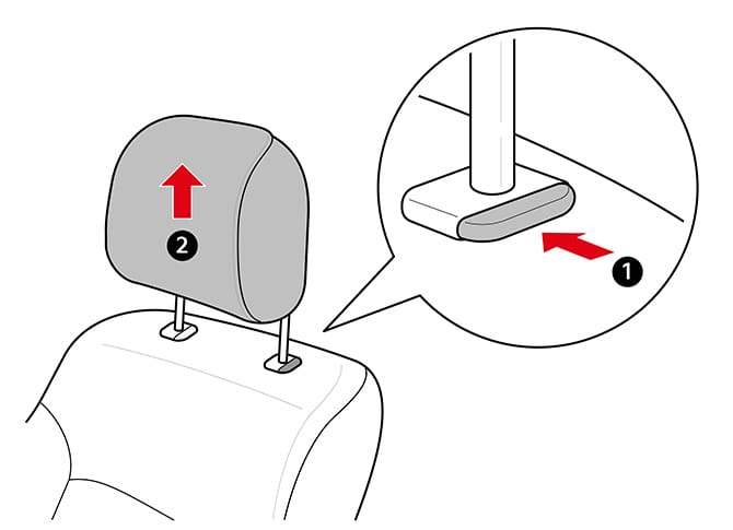 Motion graphic explaining how to separate headrest pole from the seat