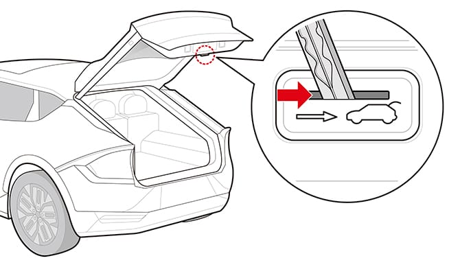 Illustration showing unlock lever of some RVs' trunk