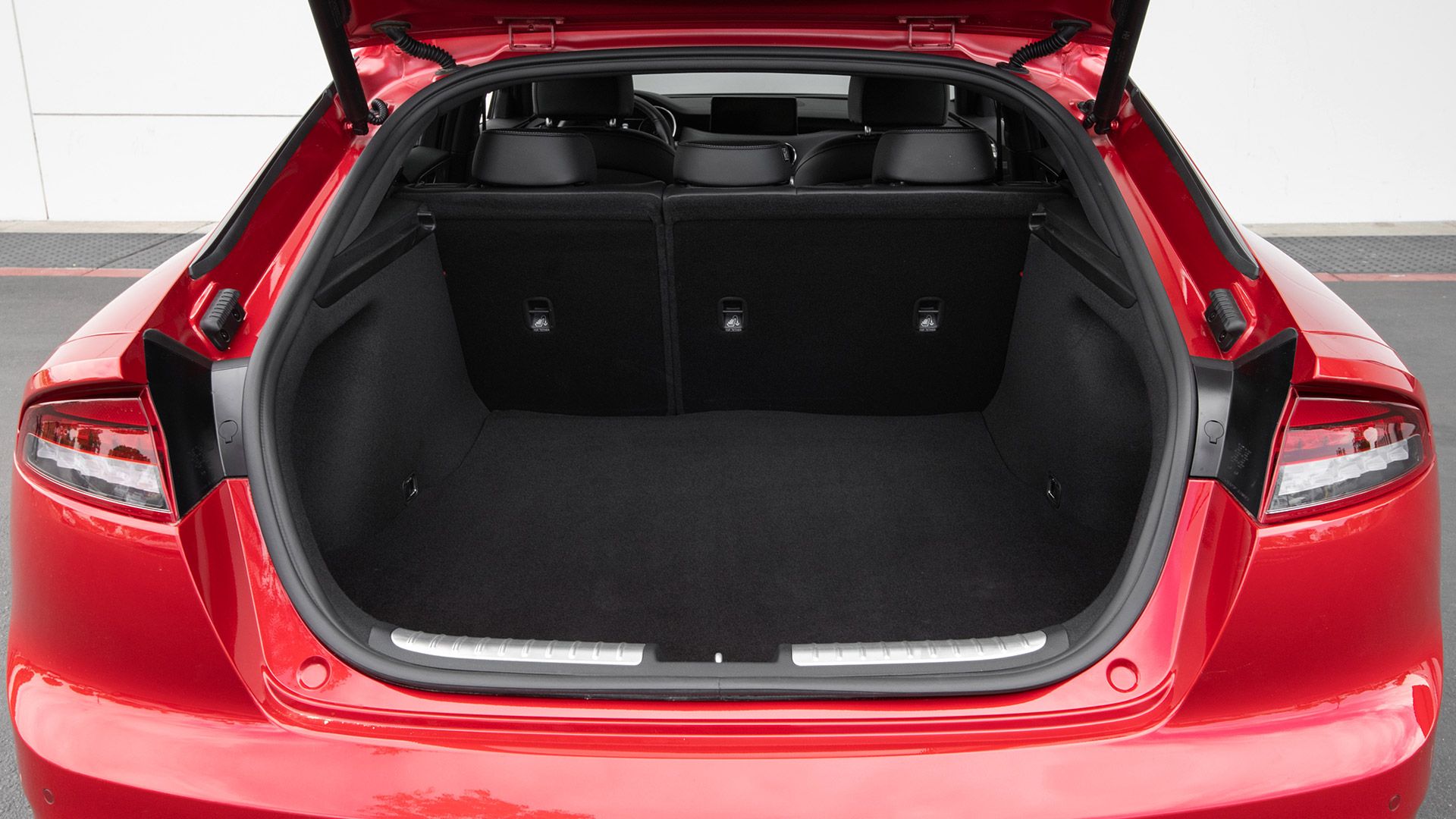Front view of an open trunk of the Stinger 