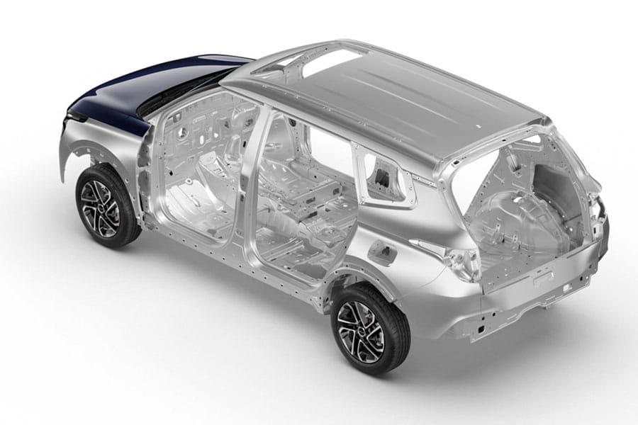 Carrocería de deformación programada y chasis reforzado