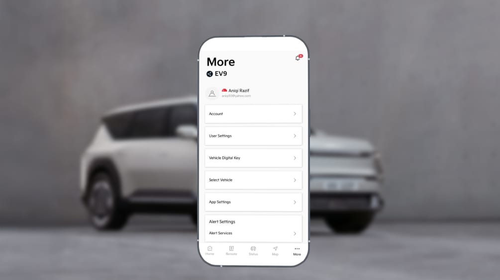 App menu showing Vehicle Digital Key