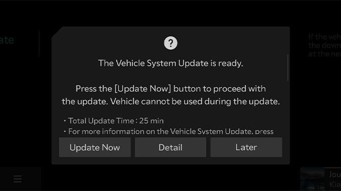 Software update alert popup 