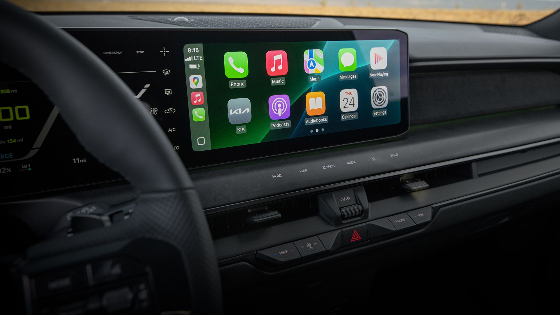 Kia display showing Apple CarPlay interface