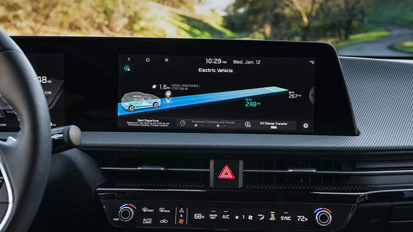 Elektrikli Araç ekranını gösteren EV6'nın orta ekranı