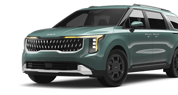 Left facing Carnival Hybrid EX trim vehicle shown in Iceberg Green.