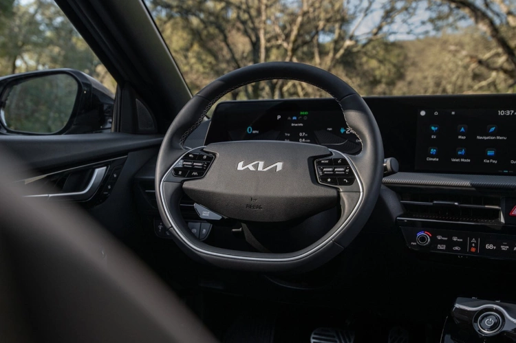 2023 Kia EV6 Interior Steering Wheel And Dual Panoramic 12.3-Inch Screens