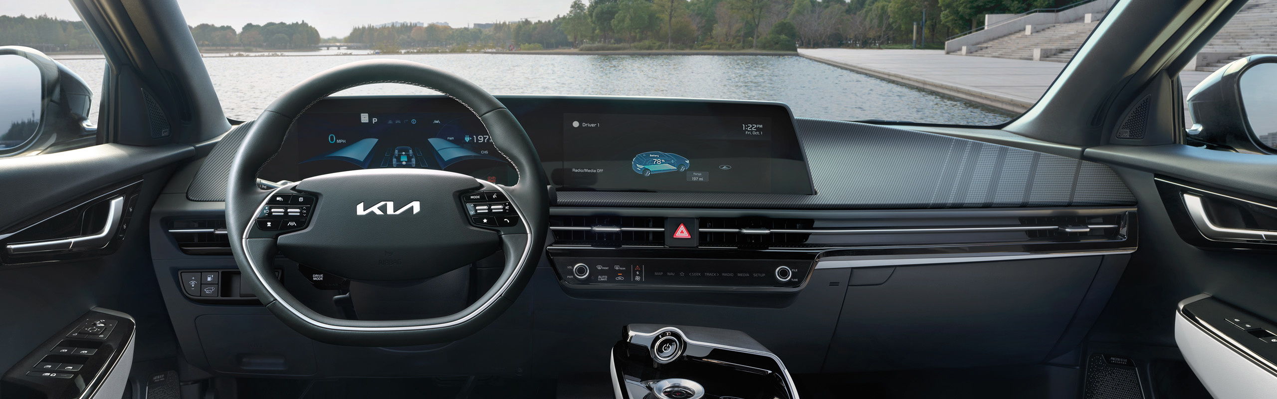 2023 Kia EV6 Interior 12.3-Inch Dual Panoramic Displays Close-Up