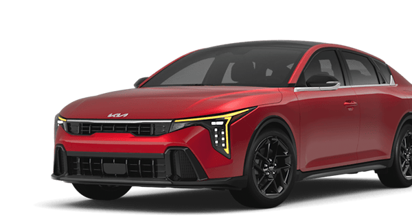 Left facing K4 GT-Line Turbo trim vehicle image in Currant Red