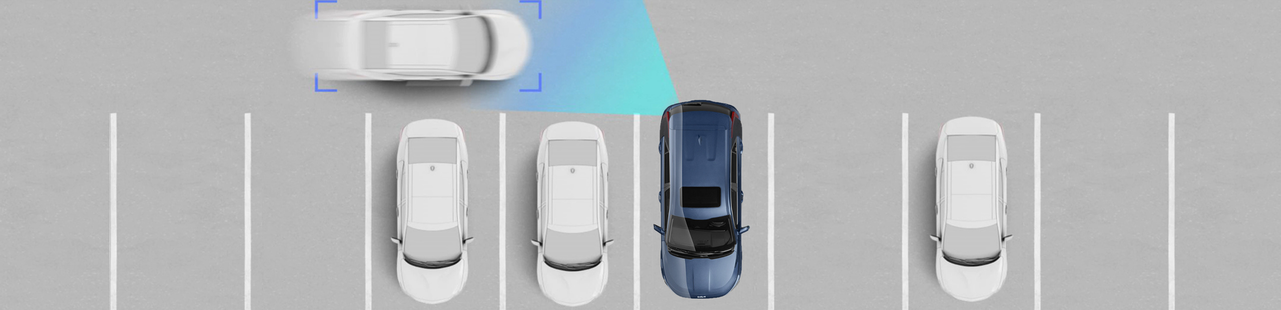 Asistencia para evitar colisiones por tráfico posterior en el interior del Kia Niro Plug-In Hybrid 2023