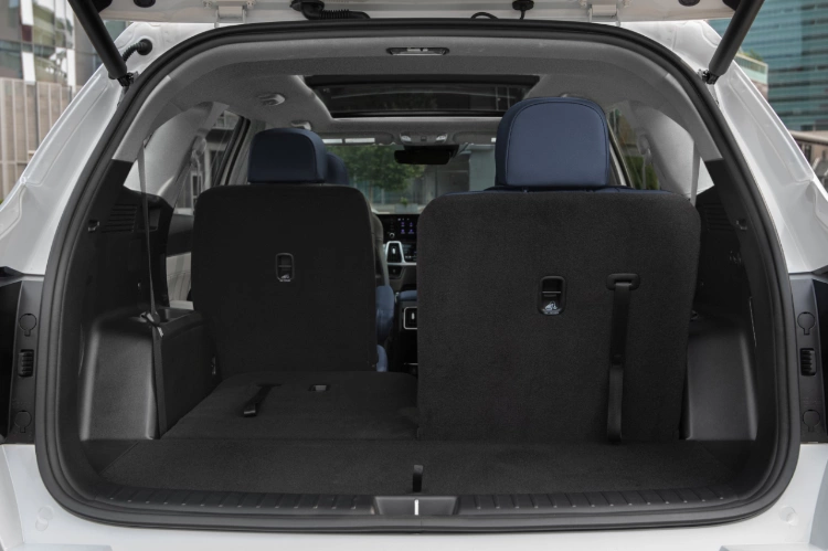 2024 Kia Sorento Plug-In Hybrid Extended Cargo Area With Third Row Seats Being Folded Down Rear-View