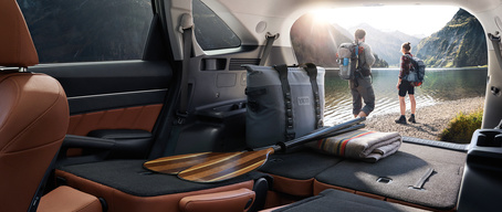 Espacio de carga amplio y versátil en el interior del Kia Sorento 2022
