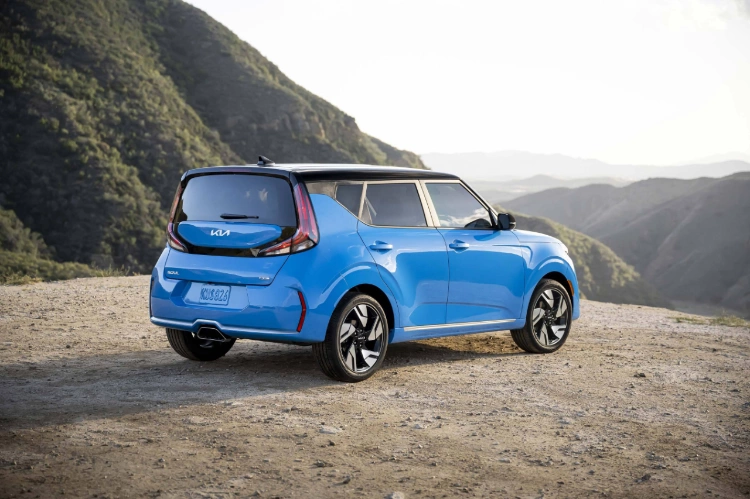 2023 Kia Soul Parked Off Road In The Mountains Rear Three-Quarter View