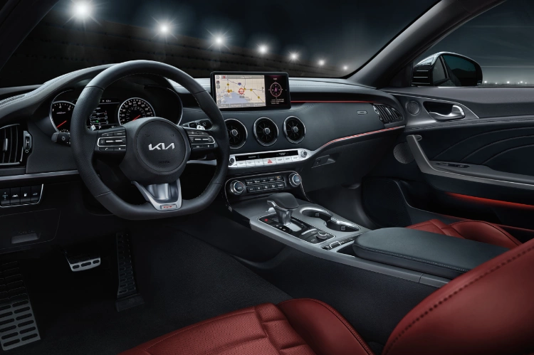 2023 Kia Stinger Interior Driver Cockpit And Red Leather Seats