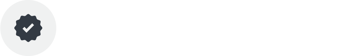 An icon depicting a white checkmark inside a dark grey, jagged-edged shape