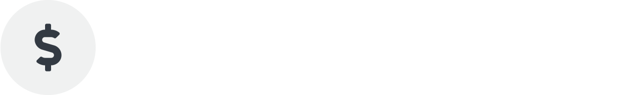 A dark gray dollar sign icon within a white circle.