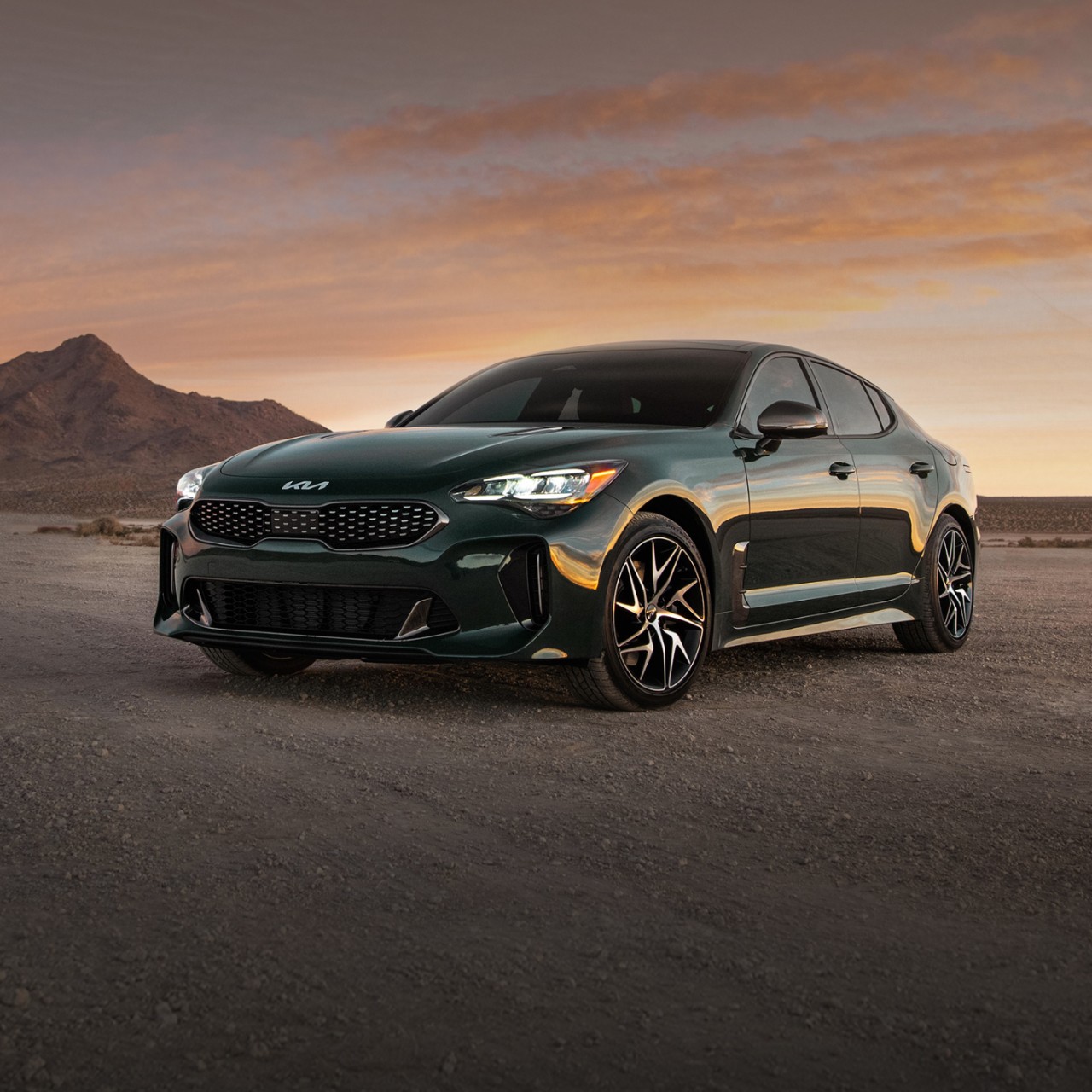 2022 Kia Stinger GT-Line Driving On The Open Road Three-Quarter View